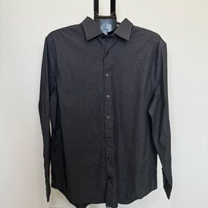Express Slim Fit Men’s Button-Up Shirt Large Charcoal/Dark Gray
